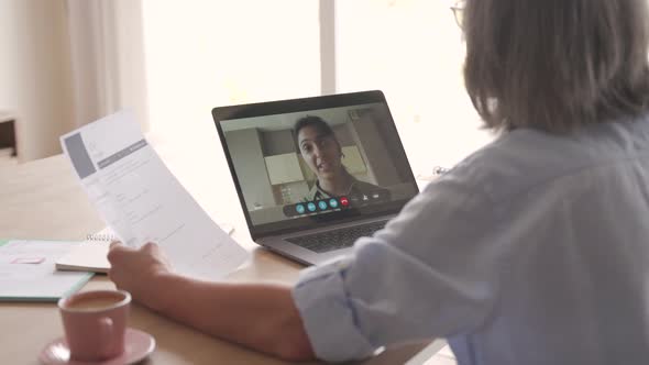 Social Distance Online Job Interview By Video Call on Laptop