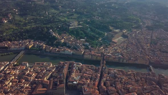 Aerial Panoramic View of Florence at Sunset, Italy