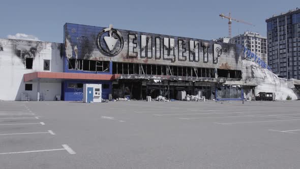 War in Ukraine  Destroyed Building of a Shopping Center in Bucha