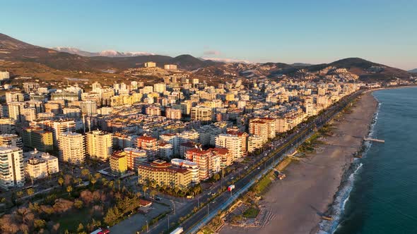 View of the city of Alanya aerial view 4 K