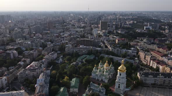 Kyiv Cityscape, Ukraine. Aerial View, Kiev. Slow Motion