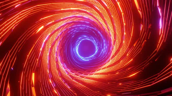 Flight in abstract sci-fi tunnel seamless loop. Futuristic motion graphics, high tech background