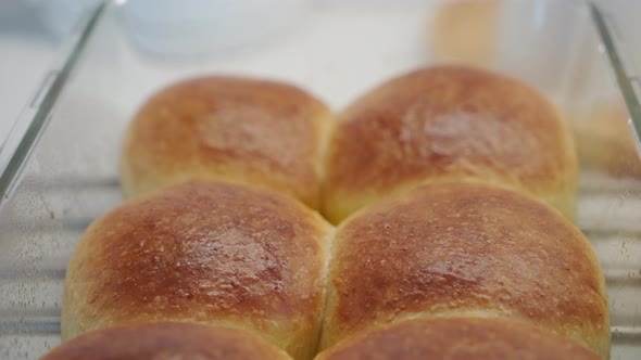 Homemade Roundshaped Soft Buns Dinner Rolls Baked in an Oven