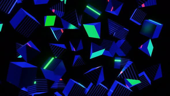 VJ Loops Abstract Background Falling Neon Shapes