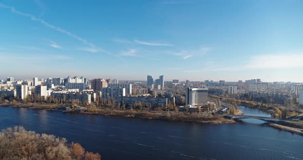 Dnieper Bay Near Rusanovka Island Aerial Panoramic View