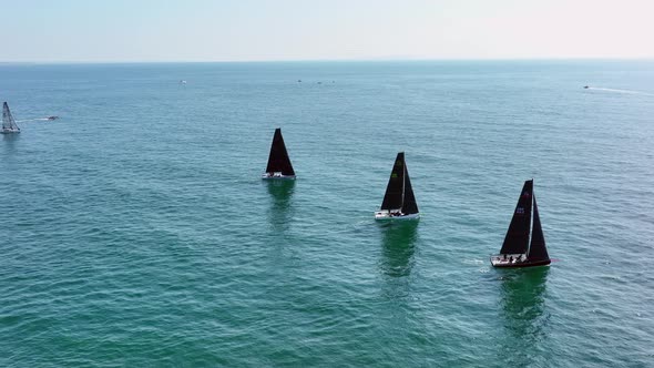 Yacht Race in the Summer Aerial View