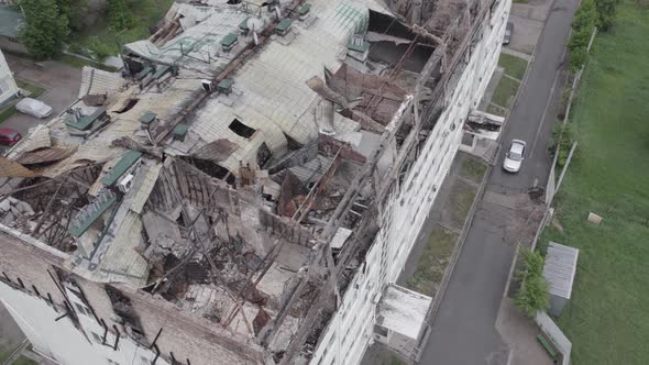 Ukraine  Building Destroyed By the War in Stoyanka Bucha District