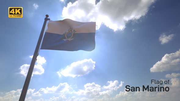 San Marino Flag on a Flagpole V4 - 4K