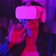 Young asian woman is using virtual reality headset. Neon light studio portrai - VideoHive Item for Sale