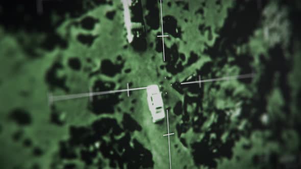 Night Vision Target Tracking System Aims At Army Military Convoy On Road alt