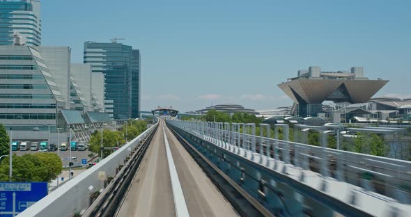 Yurikamome Transit System in Odaiba of Japan