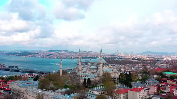 Istanbul City Suleymaniye Mosque Quarantine Aerial View 