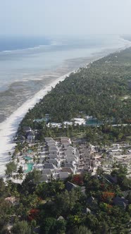 Vertical Video of Low Tide in the Ocean Near the Coast of Zanzibar Tanzania