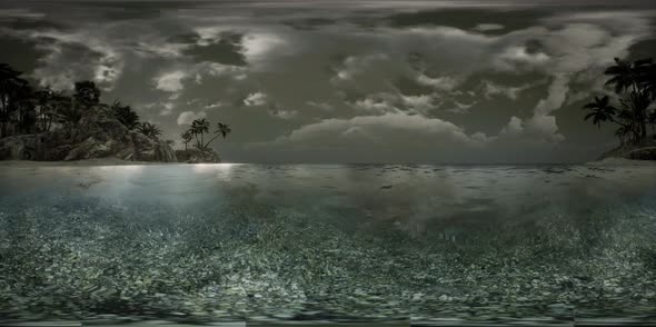 VR 360 Soft Twilight of the Amazing Tropical Marine Beach alt