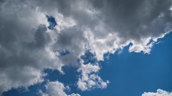 Clouds Move Smoothly in the Blue Sky. Timelapse