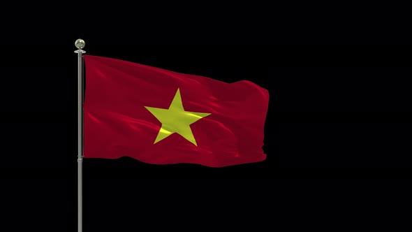 Vietnam Flag Pole Looping  Animation Include Alpha Channel