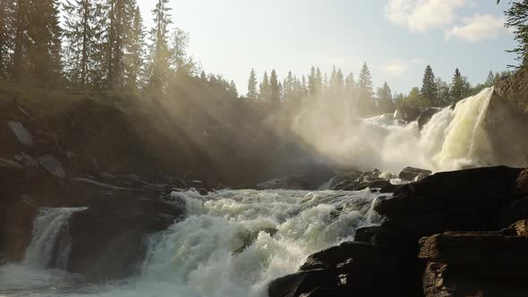 Ristafallet Waterfall in the Western Part of Jamtland