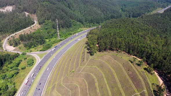 Landmark highway road between mountains.