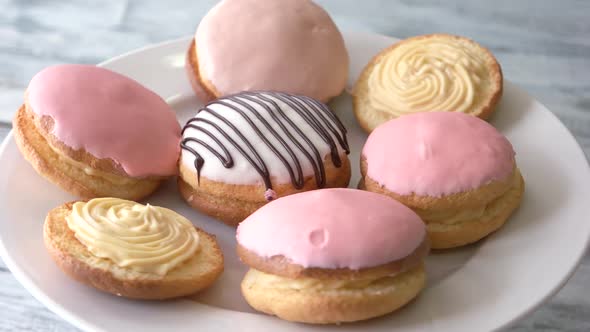 Plate with Tasty Glazed Cookies