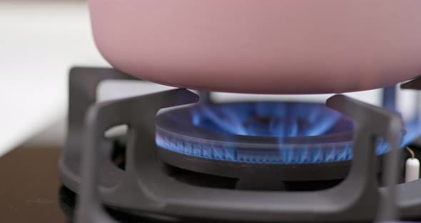 Gas cooking stove at home