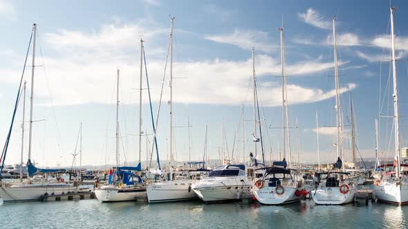 Time lapse of yachts and boats, marina