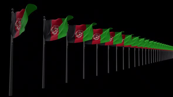 Row Of Afghanistan Flags With Alpha 2K