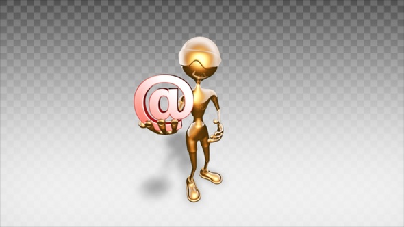 Gold 3D Man - Cartoon Show Email