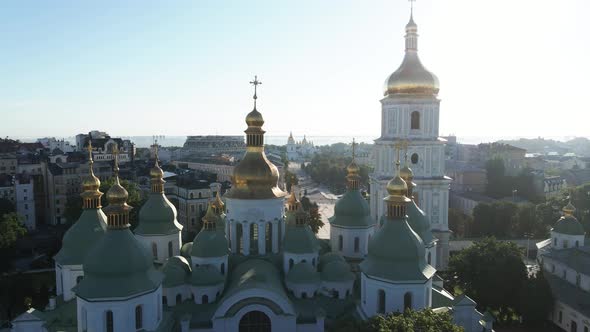 St. Sophia Church in the Morning at Dawn. Kyiv. Ukraine. Aerial View