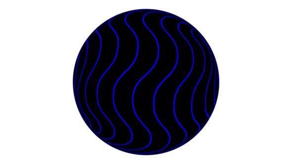 Stripy line attached on a sphere. Stripy sphere animated on white background. Vd 956