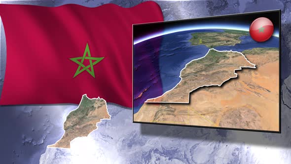 Morocco Flag And Map Animation