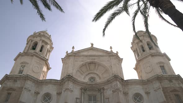 The top of the Cadiz Cathedral facade