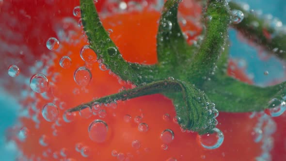 Red Tomato Closeup Under Water