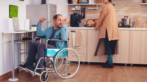 Smiling Disabled Man in Wheelchair