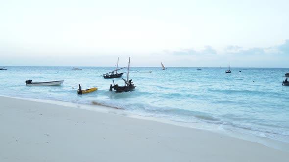 Zanzibar Tanzania  Boats on Ocean Water Near the Shore