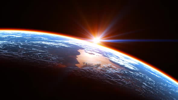 Amazing View Of The Earth From Space And Glowing Atmosphere In The Rays Of The Sun alt