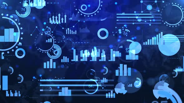 Financial business chart with diagrams, stock numbers, profits and losses, bar graphs