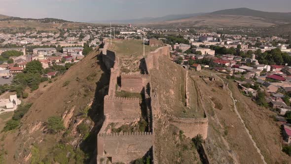 Georgian Flag Over Walls Of Gori Fortress