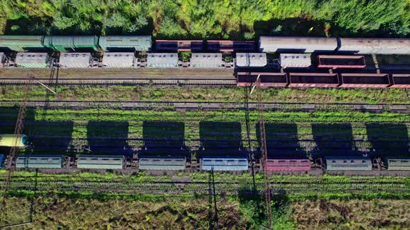 Aerial View of Freight Trains