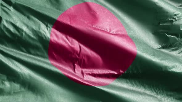 Bangladesh textile flag waving on the wind. Slow motion. 20 seconds loop.