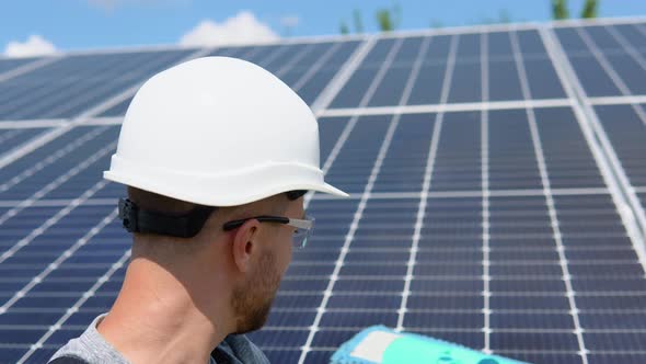 Cleaning Solar Panel in Solar Power Plant