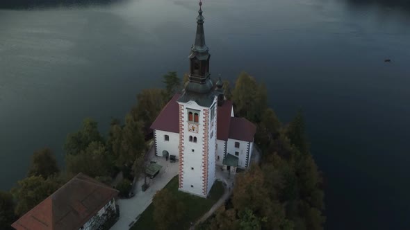 Aerial Video. Flight Over Lake Bled in Slovenia