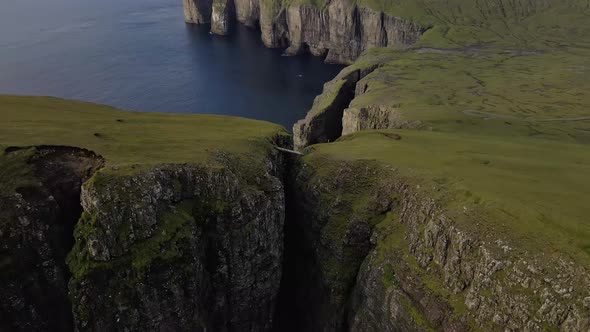 Drone Flight Over Cliff Edges On Coastline