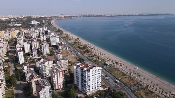 Aerial View Antalya Turkey  Resort Town Seashore