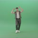 Caucasian Man In Fetish Dress Dancing Fun Isolated On Green Screen   4 K Video Footage - VideoHive Item for Sale