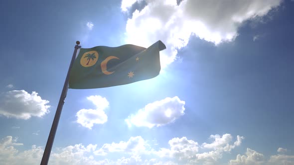 The Cocos (Keeling) Islands Flag on a Flagpole V4 - 4K