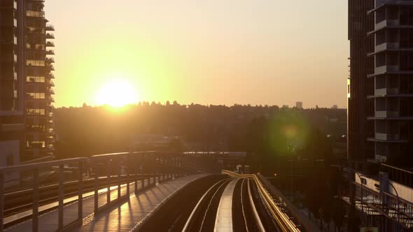 A Fascinating Sunset At Millennium Line Covered With High Rise Buildings and A Glimpse Of Its City -