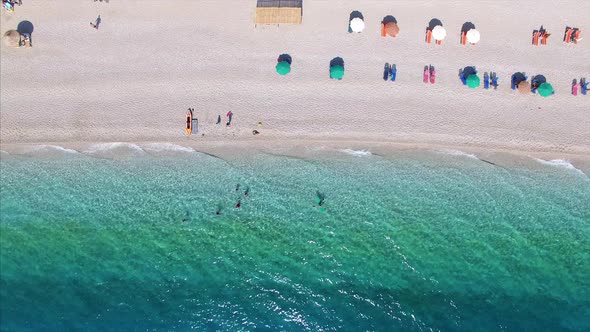 Overhead view of beach in Albania