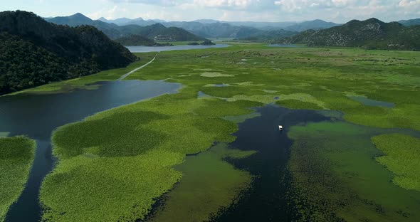 Aerial View of the Landscape of Lake Skadar in Montenegro