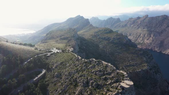 Aerial view of the observation deck on the Cape Formentor