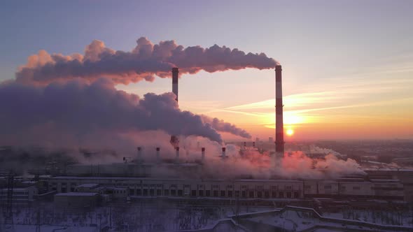 Industrial zone with large chimney